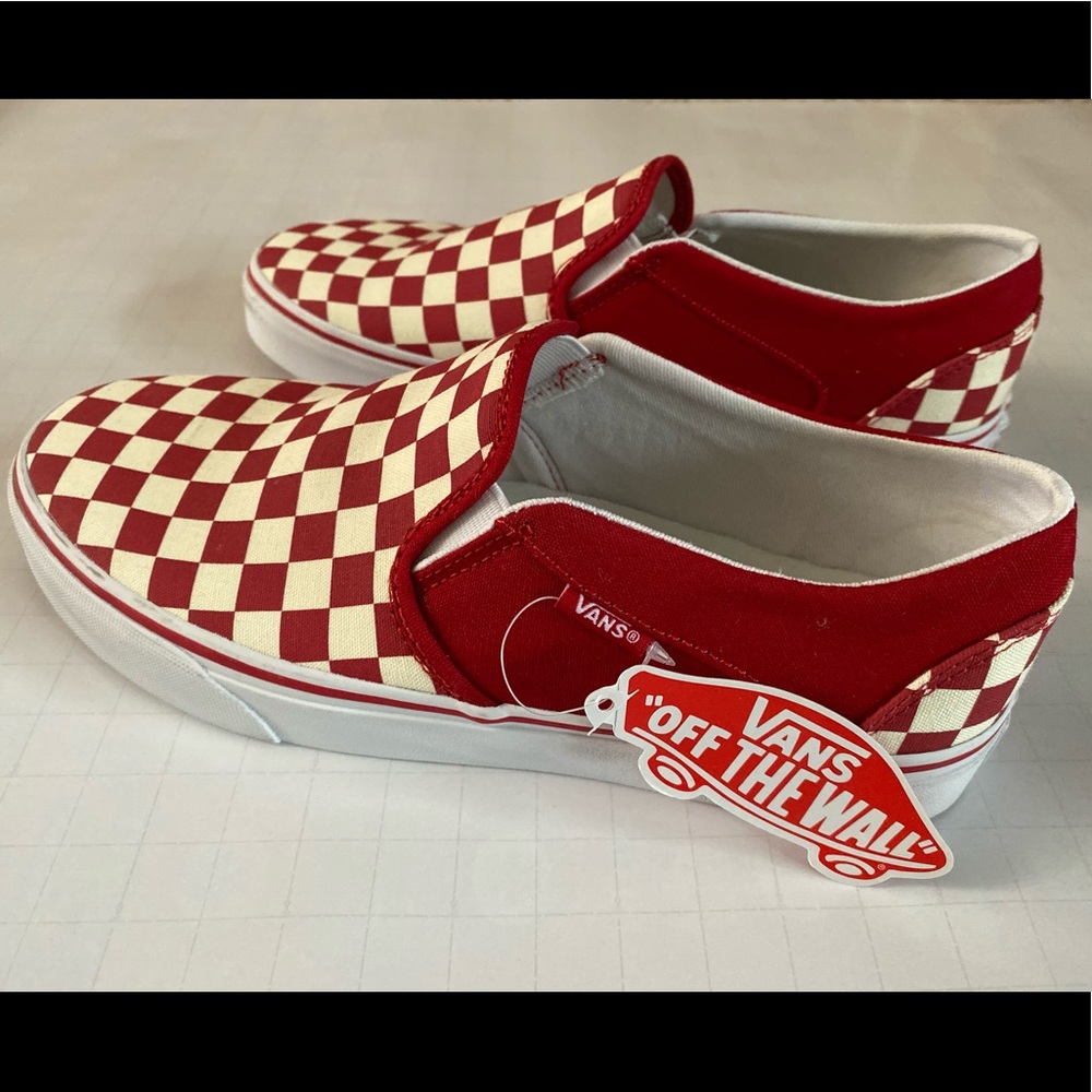 BRAND NEW VANS red and white checkered!